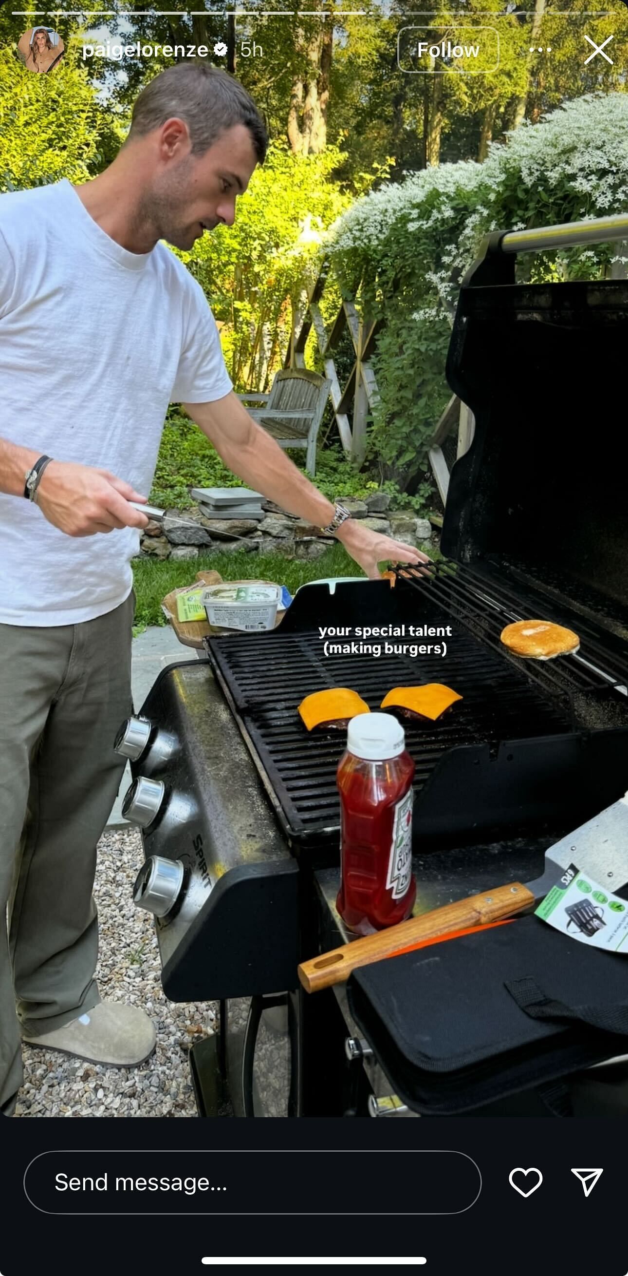 Tommy Paul's girlfriend Paige Lorenze's story - via Instagram